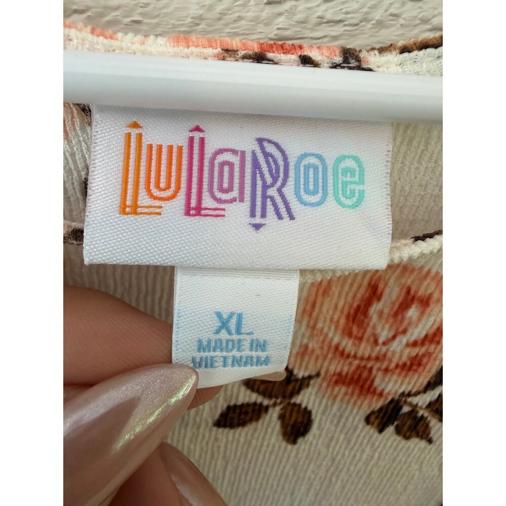 NWT LuLaRoe Vivian Floral Long Sleeve Top XL Cream Pink Rose Print Boho - Picture 4 of 10